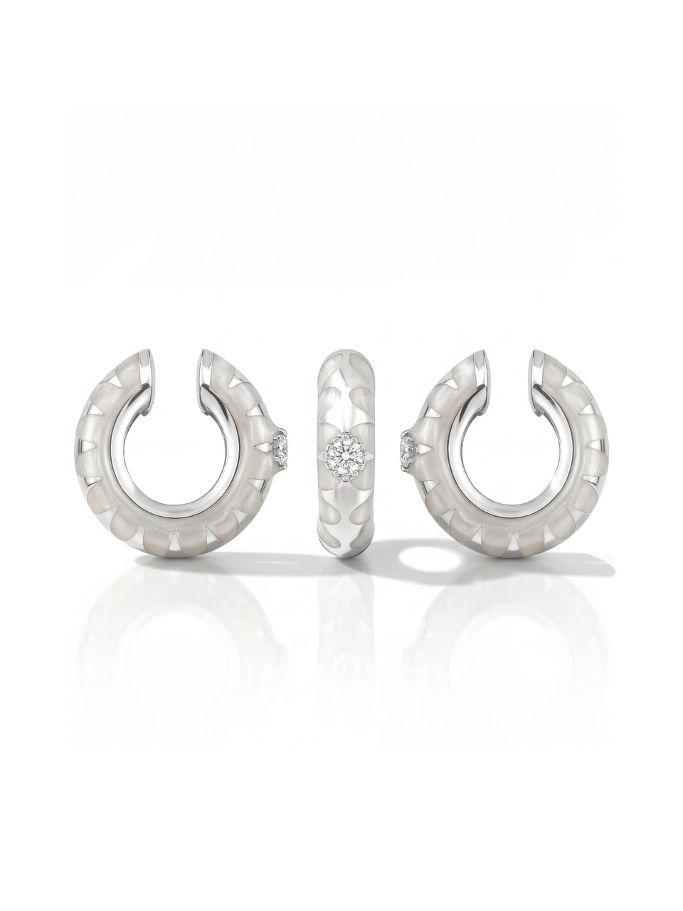 Jaagravii White Mother of Pearl Enamel Ear Cuff