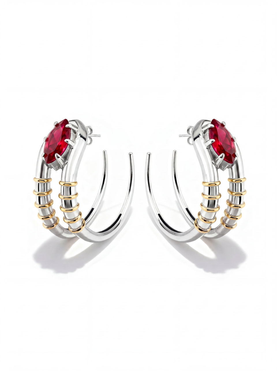 Jaagravii Rebirth Earrings Garnet Red