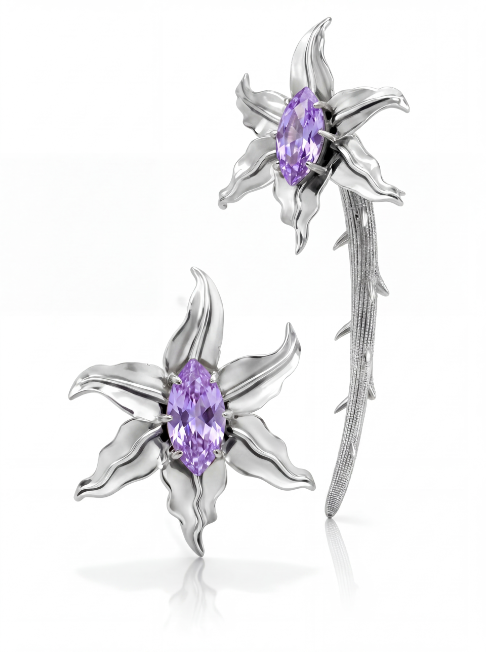 Jaagravii Flower Lilac Earrings